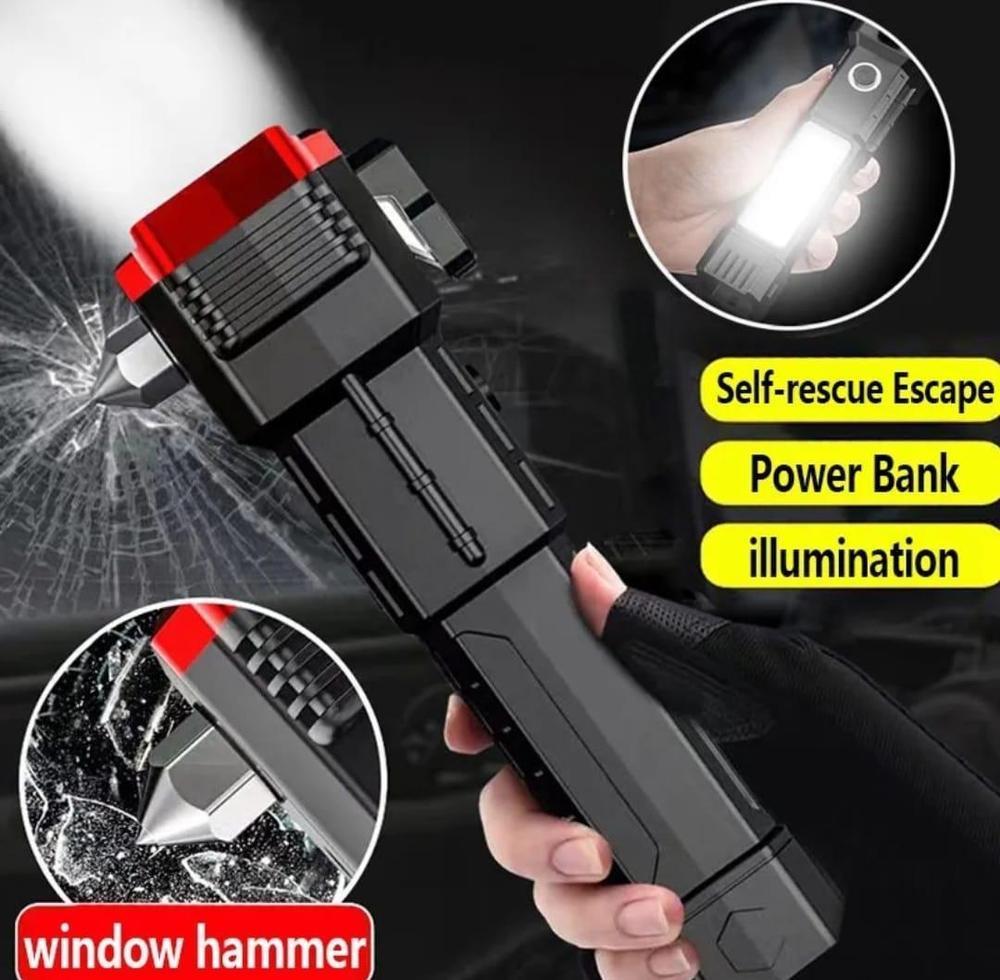 Premium Rechargeable Flashlight with Safety Hammer