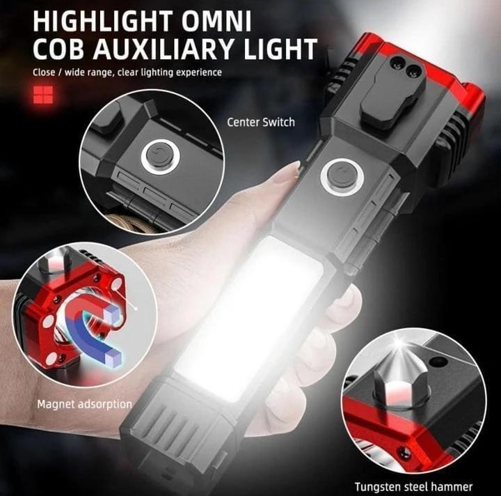 Premium Rechargeable Flashlight with Safety Hammer