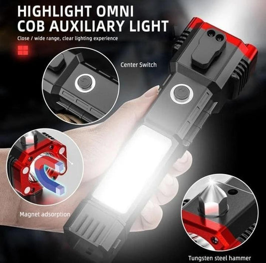 Premium Rechargeable Flashlight with Safety Hammer