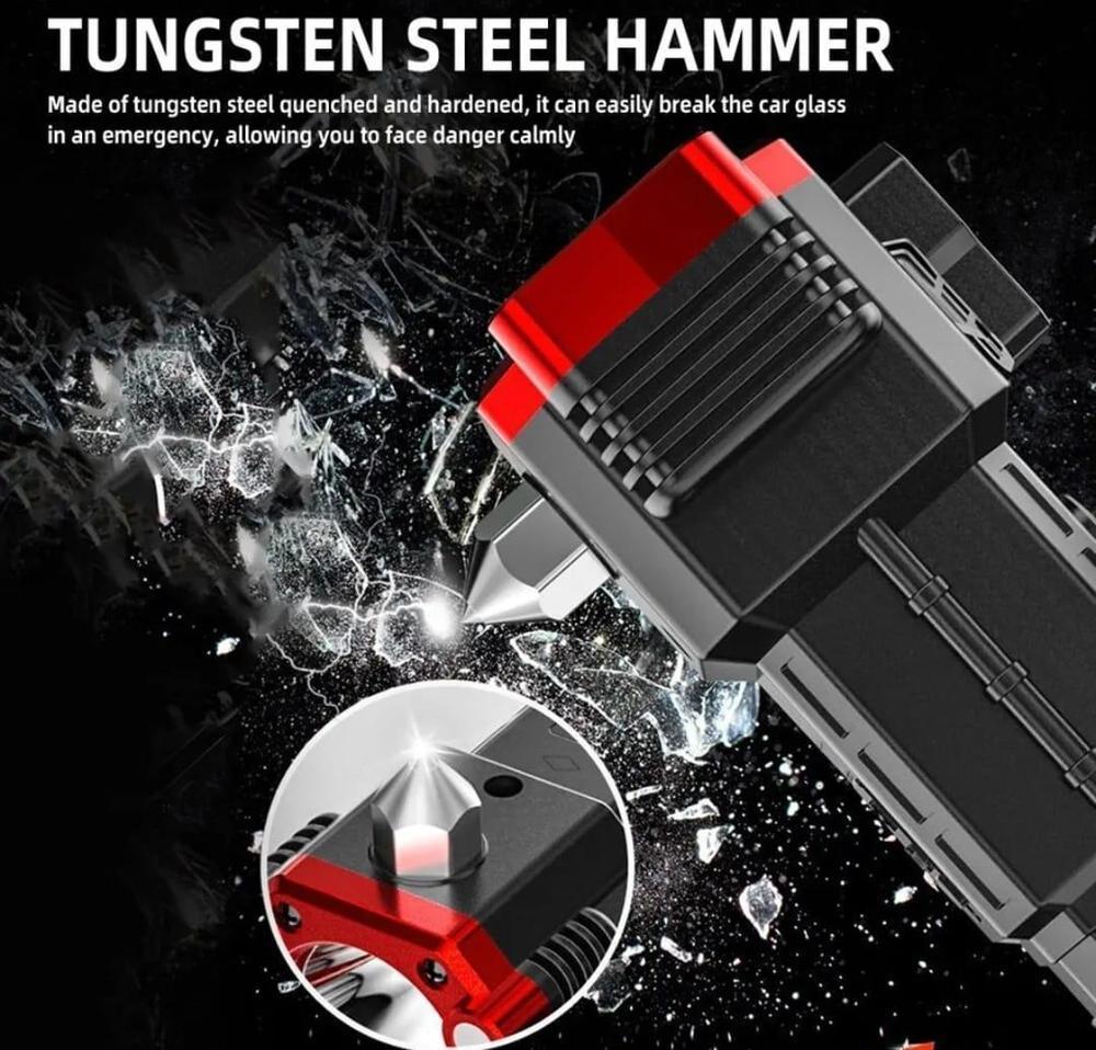 Premium Rechargeable Flashlight with Safety Hammer